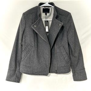 Banana Republic Melton Charcoal Gray Italian Bellucci Wool Moto Jacket NWT